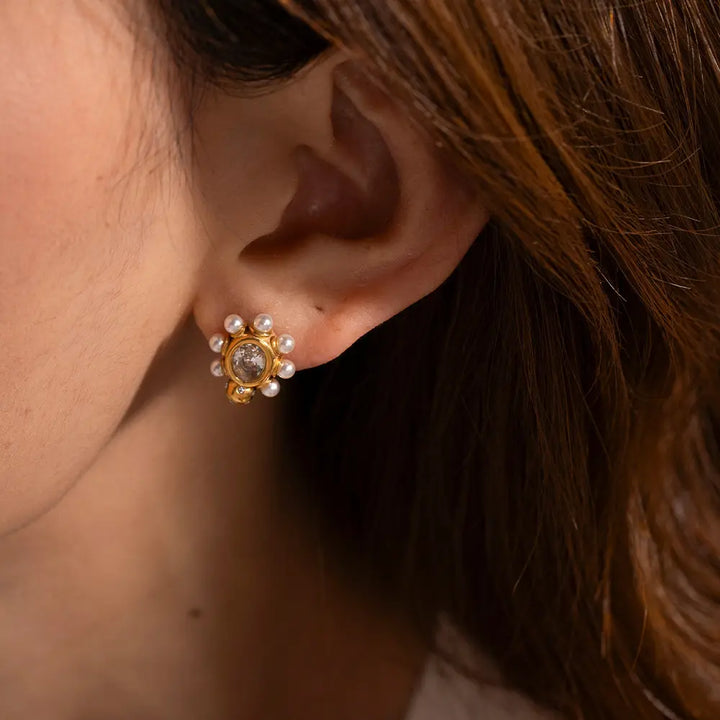 Sophisticated Gold Pearl Earrings