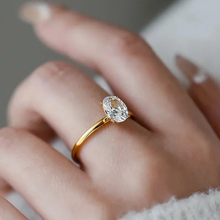 Elegant Oval Crystal Promise Ring