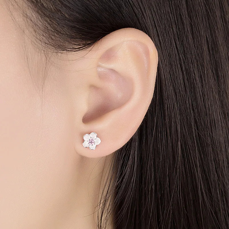 Zircon Flower Stud Earrings