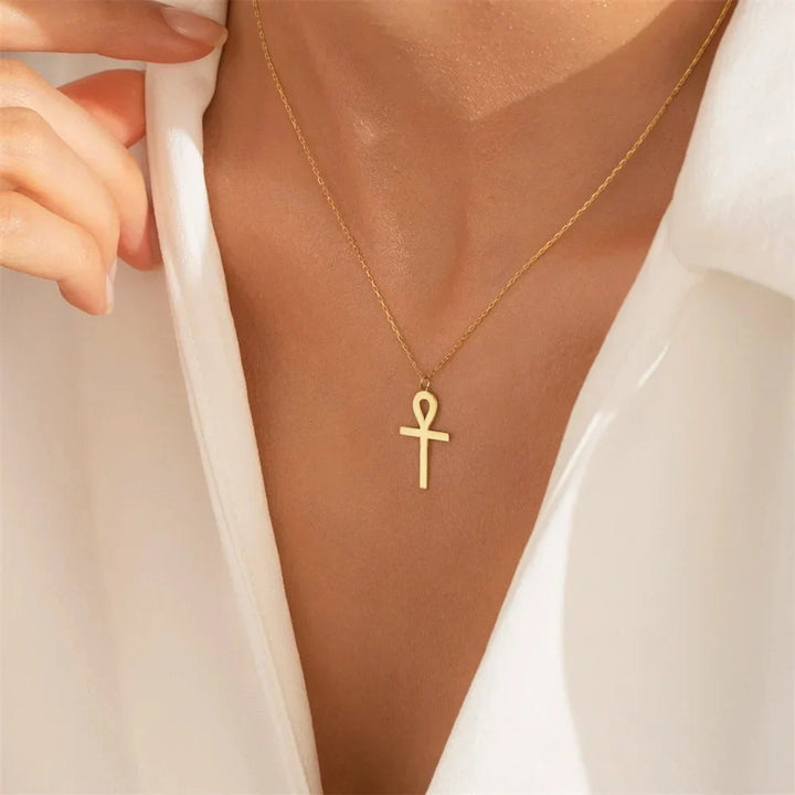 Golden Ankh Pendant Necklace
