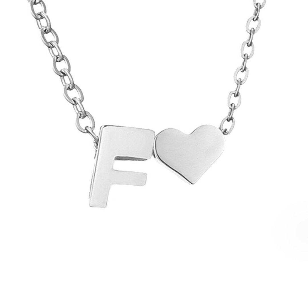 Minimalist Initial Necklace with Heart Charm